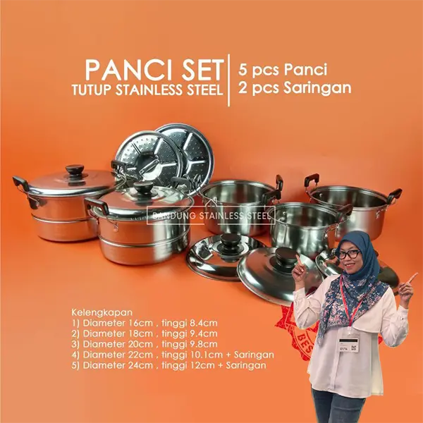 EXCLUSIVE  MBARINIY - Panci set panci sup kukus stainless steel steamer soup pot murah