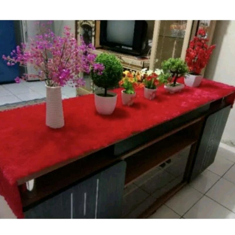 taplak meja polos ukuran 75cm x 45cm TAPLAK MEJA TAMU BULU RASFUR Kain 3