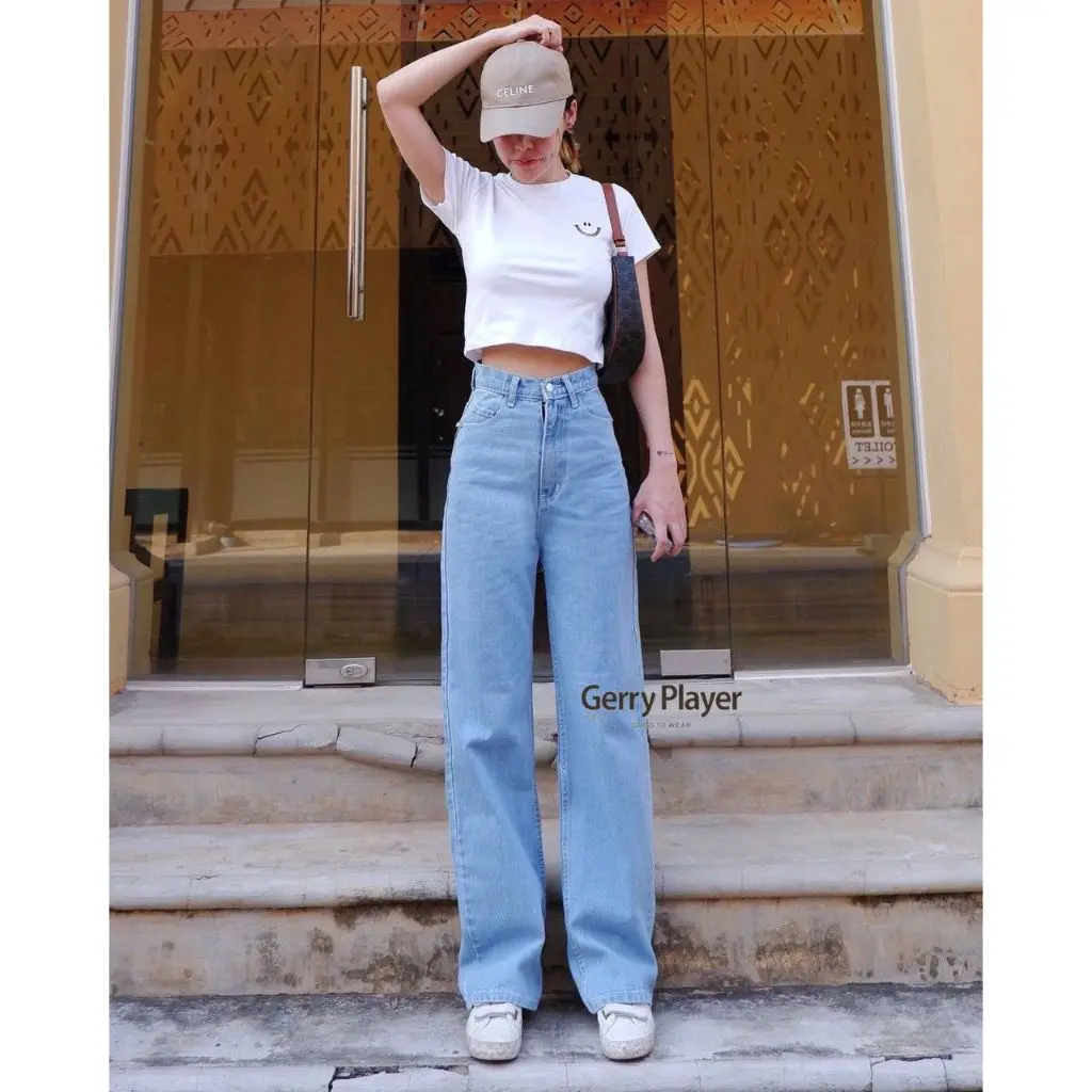 Celana Kulot Jeans Wanita Highwaist Loose Basic Panjang Santai Non-Stretch - Denim Bawahan Boyfriend Ritsleting Loose-fitting Nyaman Remaja
