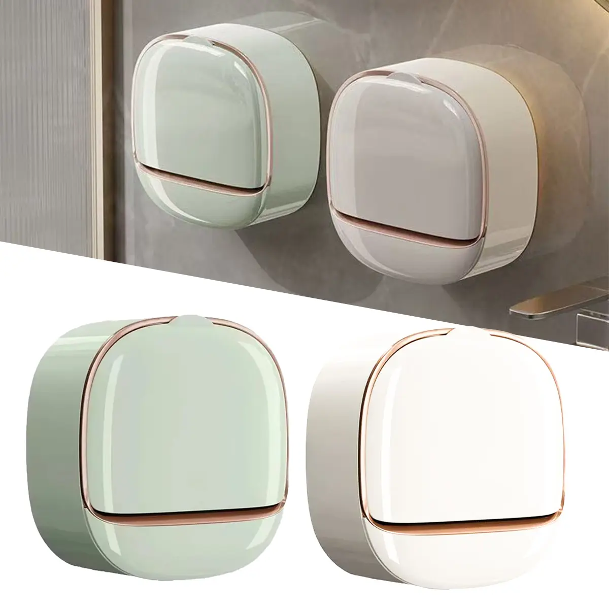 Wall-mount Soap Holder Box Wadah Sabun Batang Dinding Tempat Sabun Dinding Kamar Mandi Kotak Penyimpanan Sabun