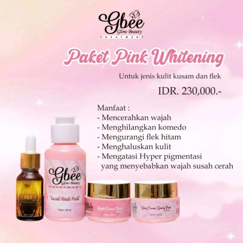 Gbee Glow Beauty Skincare Paket Normal Pink Whitening Membersihkan Wajah Extract