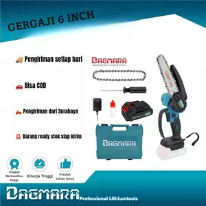 Dagmara Mini Chainsaw, 6-Inch Cordless Chainsaw Gergaji baterai portabel tanpa baterai