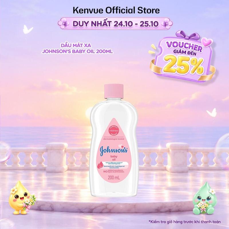 Dầu mát xa Johnson's Baby Oil 200ml - Cho Bé | Nhiều công dụng
