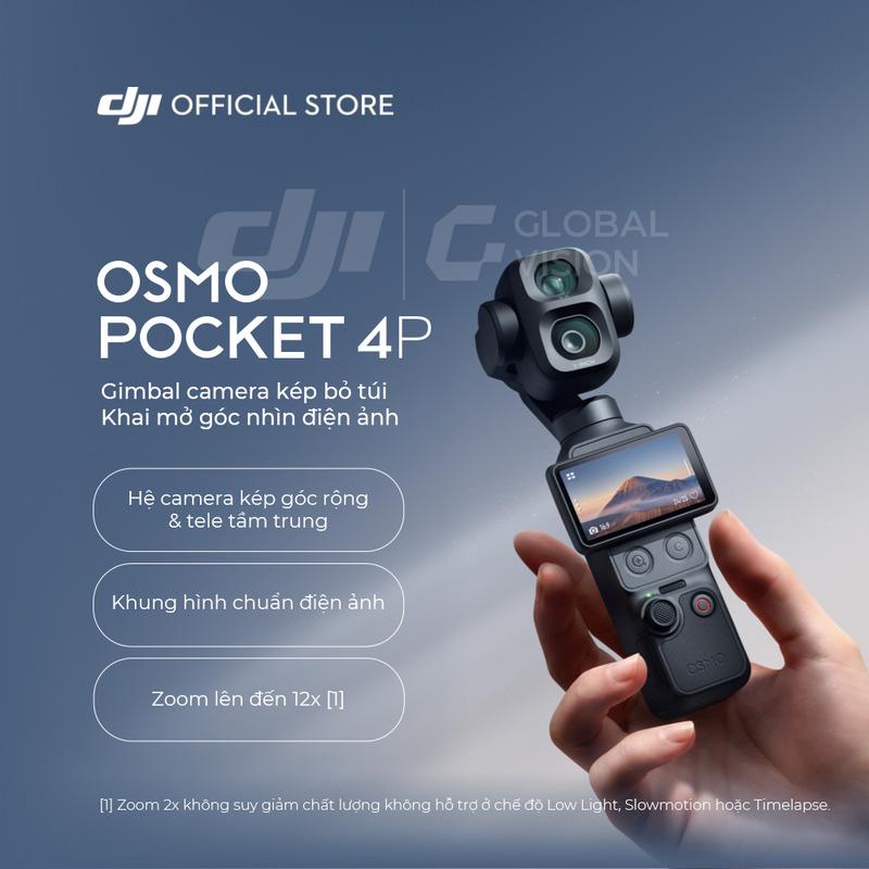 DJI Osmo Pocket 4P | Camera cầm tay bỏ túi nhỏ gọn ống kính kép chuẩn điện ảnh…
