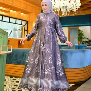 gamis cantik terbaru motif bunga sakura/gakis terbaru dyork silk premium/dres wanita cantik