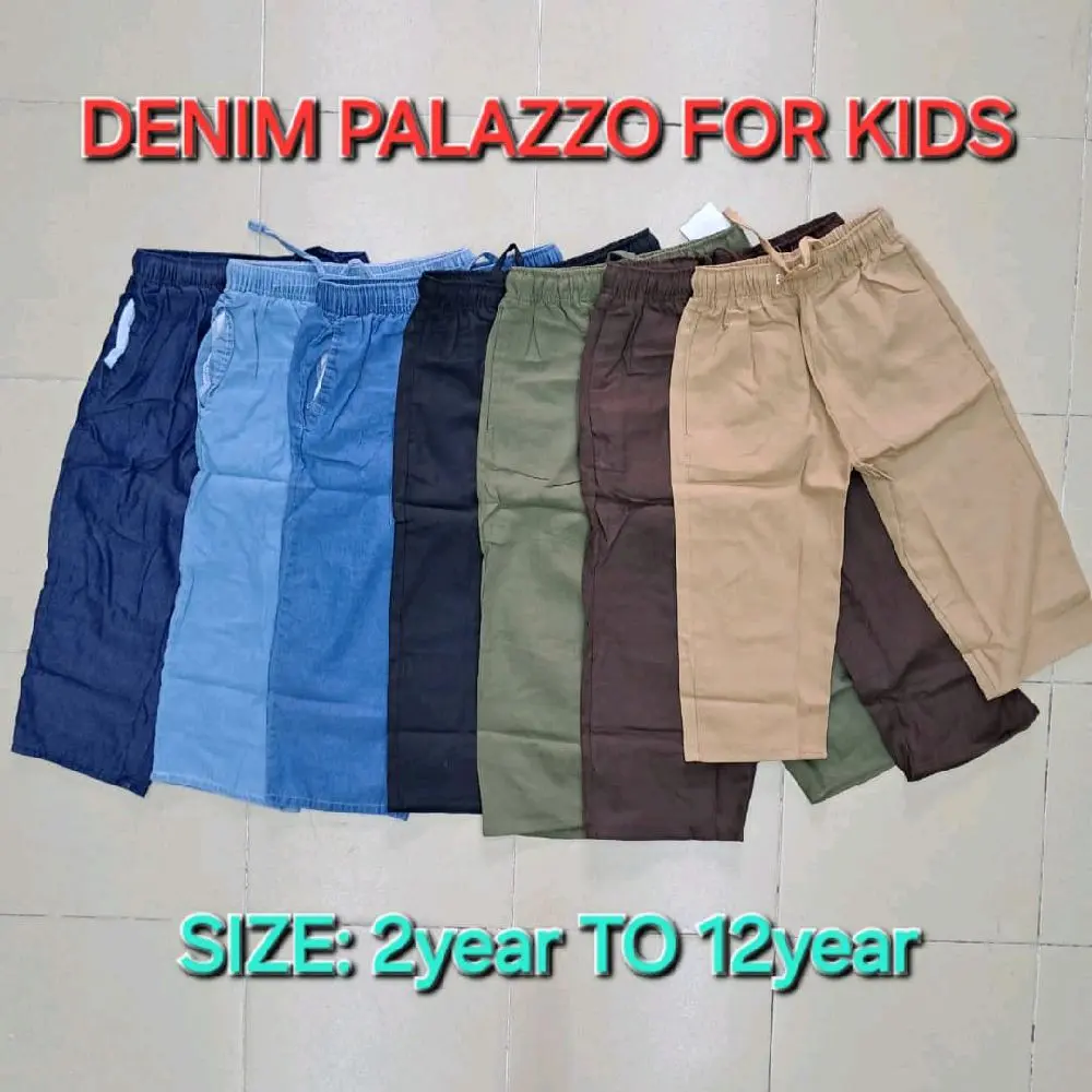 Seluar Kids Palazzo Kanak-Kanak Denim Siap Sedia Saiz (2&12) - Lembut dan Selesa