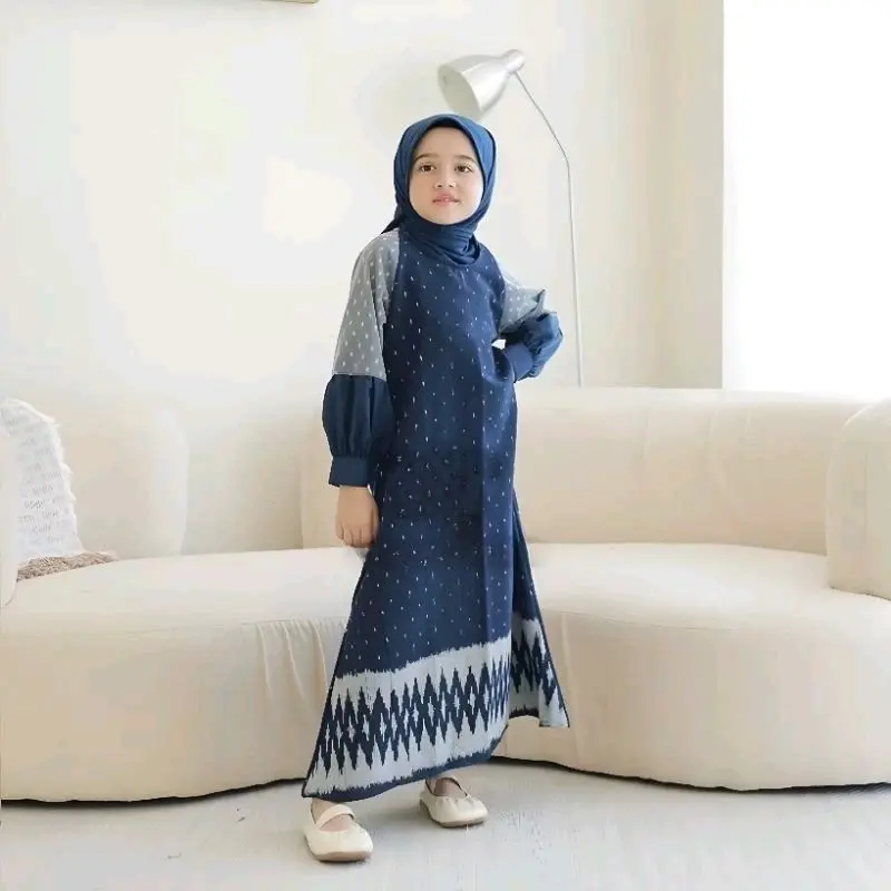 gamis tenun raya midnight blue preeweeding 5