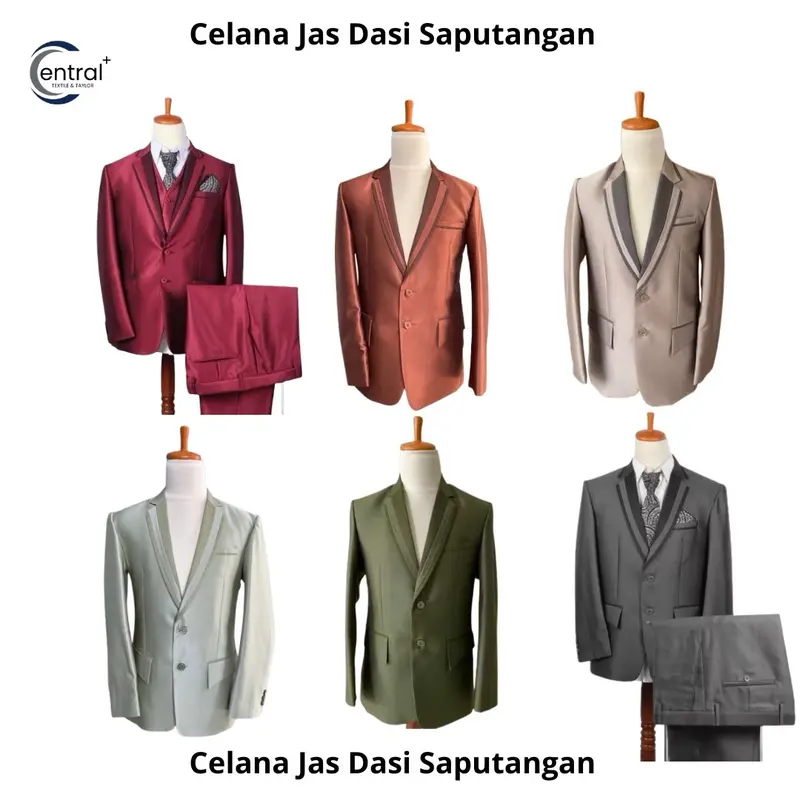Jas Wedding Pria Bahan Semi Wool Dengan Dasi + Saputangan (Beserta Celana) Berbagai Macam Ukuran, Jas Nikah dan CelanaBlazer 0