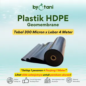 Plastik HDPE Geomembran Tebal 300 Micron Lebar 4 Meter - Plastik Geomembran Kolam Ikan
