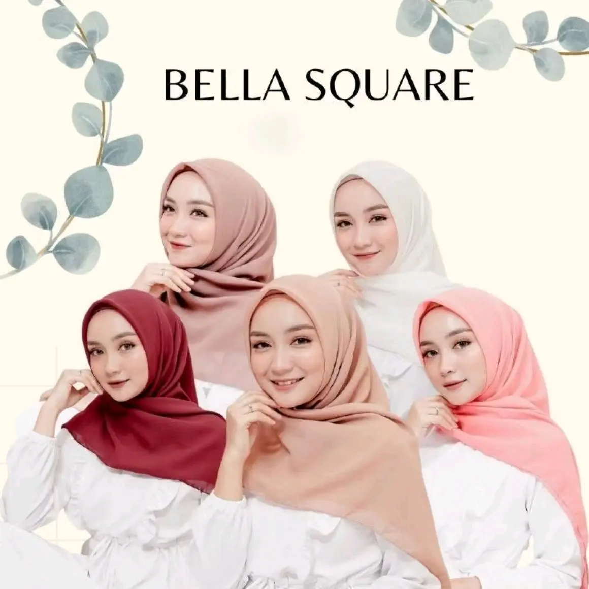 BELLA SQUARE HIJAB SEGIEMPAT POLOS POLYCOTTON PREMIUM TERMURAH KERUDUNG HIJAB MUSLIMAH