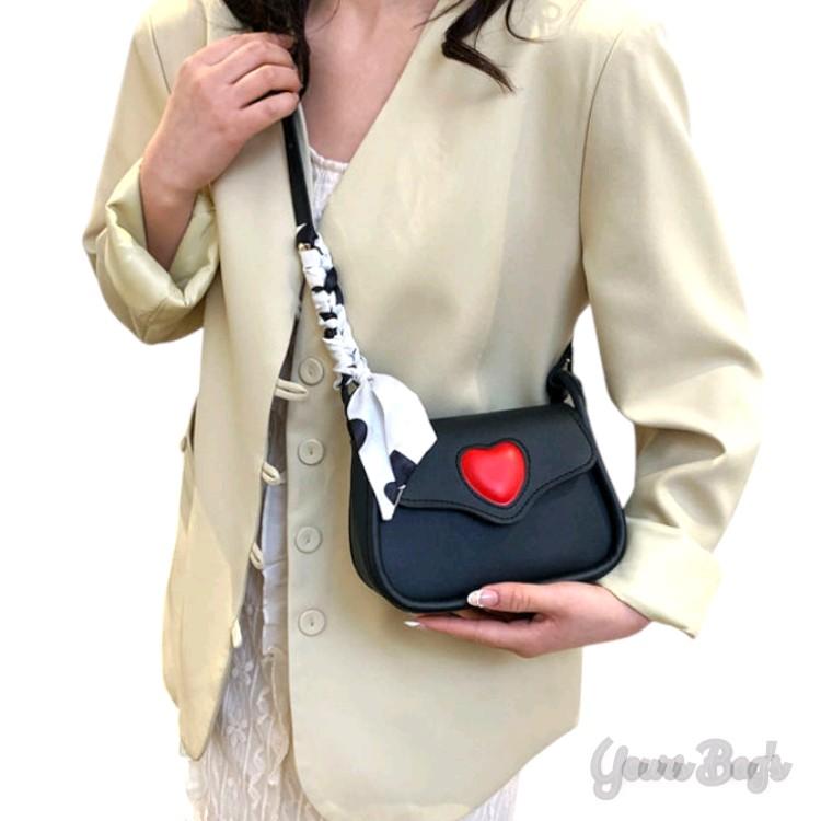 Tas Selempang Kulit wanita Kunci Hati - Slingbag Cewek Korea - Shoulder bag Wanita Modis 2024 - Tas Vintage Kulit PU 3
