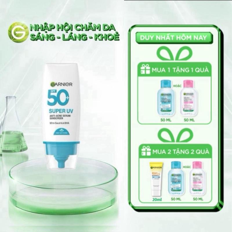 [KOL] Kem Chống Nắng Garnier Phổ Rộng 12H Kiềm Dầu & Hỗ Trợ Giảm Mụn Spf 50+PA++++ 30ML