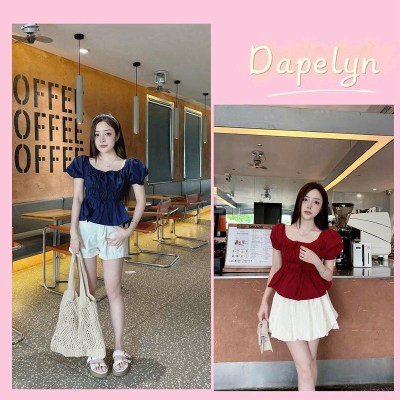 Áo thun nữ tay ngắn babydoll line tay phồng tiểu thư ôm eo nơ ngực xinh xắn 424 (Có Bigsize)