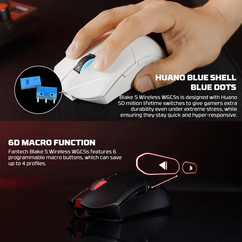 Fantech BLAKE WGC5 WGC5S Mouse Gaming Wireless Rechargable DUAL MODE 2