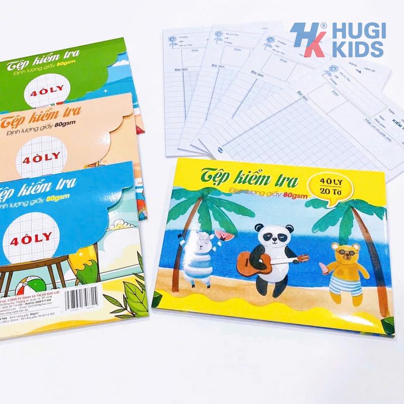  Tệp 20 Tờ Giấy Kiểm Tra Định Lượng 100gsm 4 Ô Ly và 5 Ô Ly – Giấy Cao Cấp Không Lem Chống Chói  Có Túi Đựng Dễ Thương  