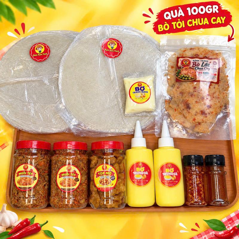Combo HẾT SẢY Bánh Tráng Phơi Sương KEMKEMFOOD+ Muối Tép Hành Phi + Bơ + Sốt…