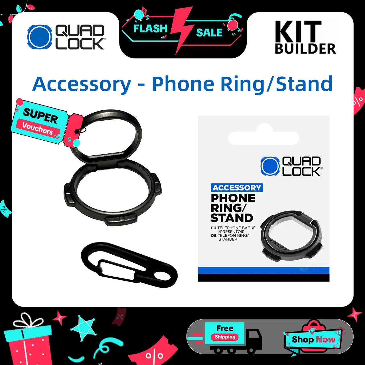 Quad Lock Phone Ring Phone Stand Smartphone Rings Mount Cellphone