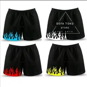 CELANA PENDEK KOLOR ANAK MOTIF API MENYALA CELANA OLAHRAGA BAHAN LOTTO