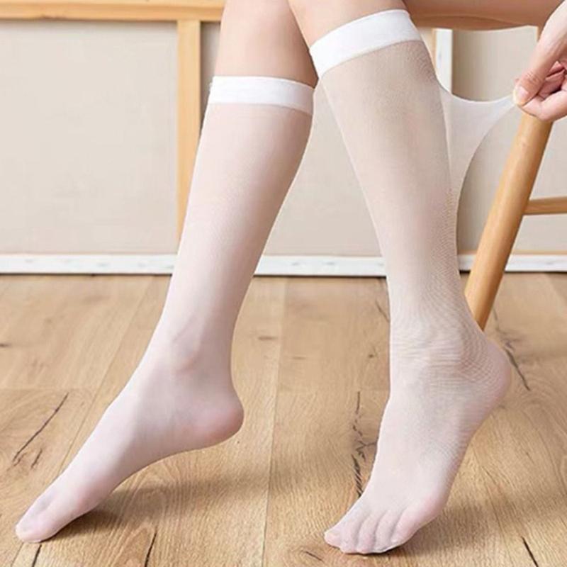 Tất Nylon Siêu Mỏng, Độ Đàn Hồi Cao, Màu Trơn Thấm Hút Mồ Hôi, Chống dính, Dành Cho Nữ, Tất Dài, Thoáng Khí, Độ Đàn Hồi, Tất Vô Hình Thích Hợp Cho Mùa Thu, 1 Đôi 1