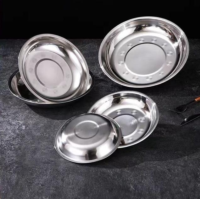 【SUPER HEMAT】Piring / Mangkuk Ceper Korea Stainless Round Plate Model Mewah Tebal Dan Higienis Asli SUS 304  Grade 16-28cm 5