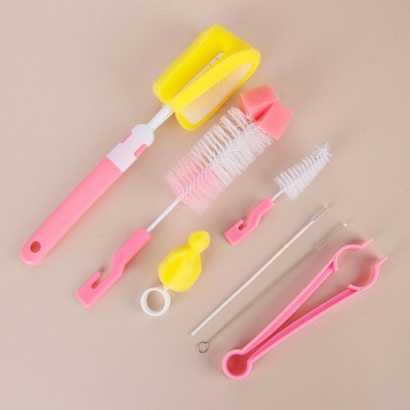 7pcs Home Spout Cup Washing Rotating Clean Sponge Bottle Brush Baby Nipple 6