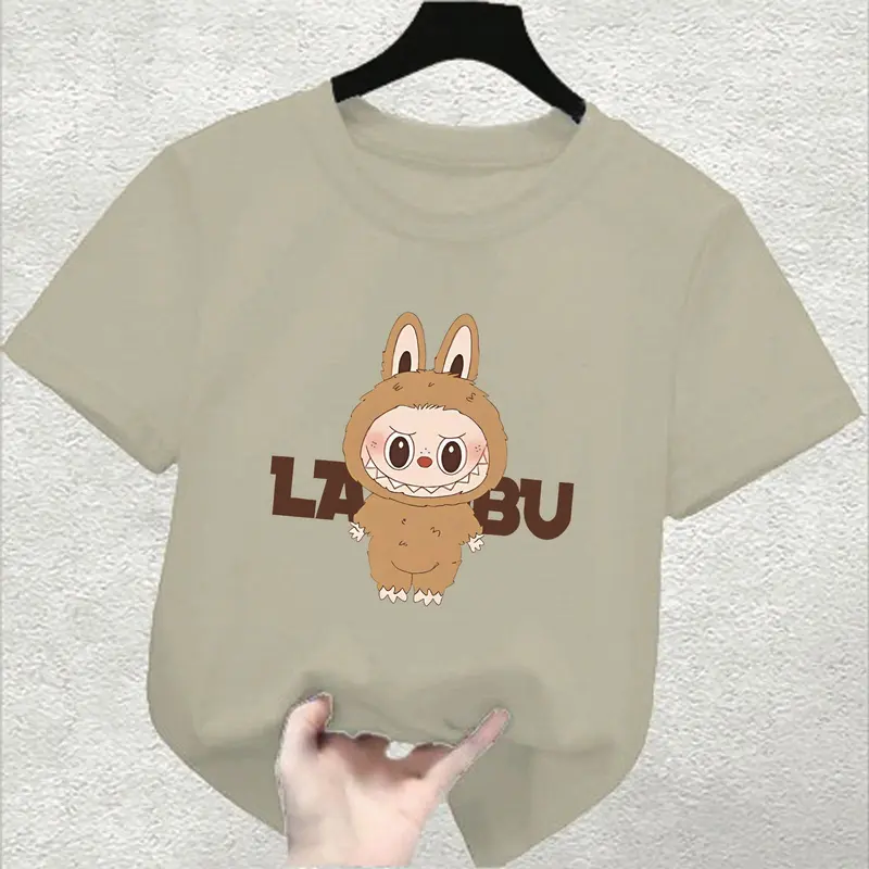 COD Kaos Anak Lengan Pendek Cewe Cowo / Baju Oblong Anak lengan Pendek Ideal Usia 2-15 TH Cotton combed Motif LABUBU Fashion 7