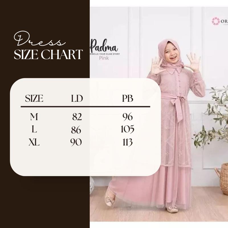 Product Introduction of Gamis Muslim Anak Perempuan Usia 6 7 8 9 10 11 12 13 Tahun Padma Syari Kids Bahan cringkel Brukat 0