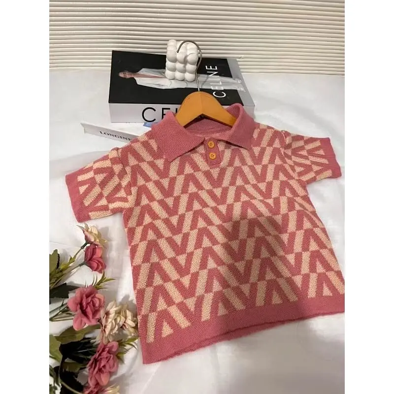 Atasan Polo Rajut Premium Motif V Unisex - Usia 1-6 Tahun - Fashion 4