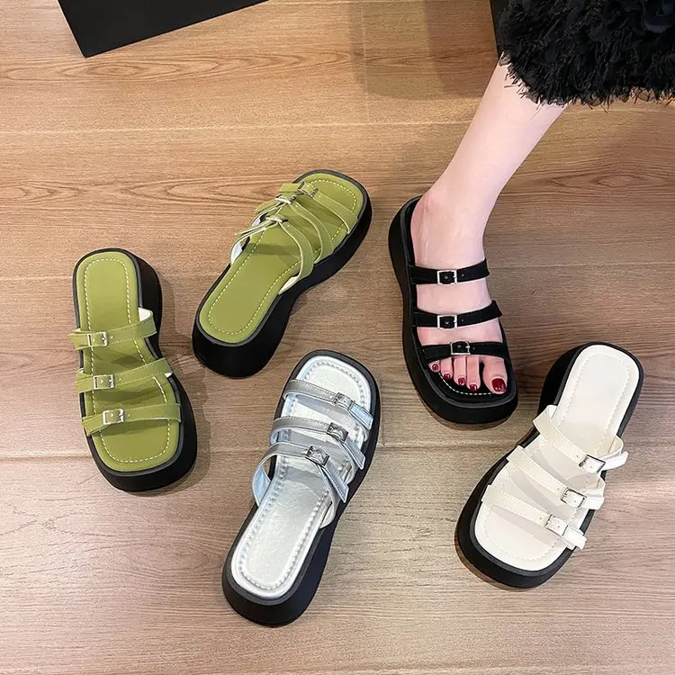 JINxCHOY SHOES New Roman-style Sandals With Thin Straps Slip-on Comfortable Versatile Easy-matching SS24