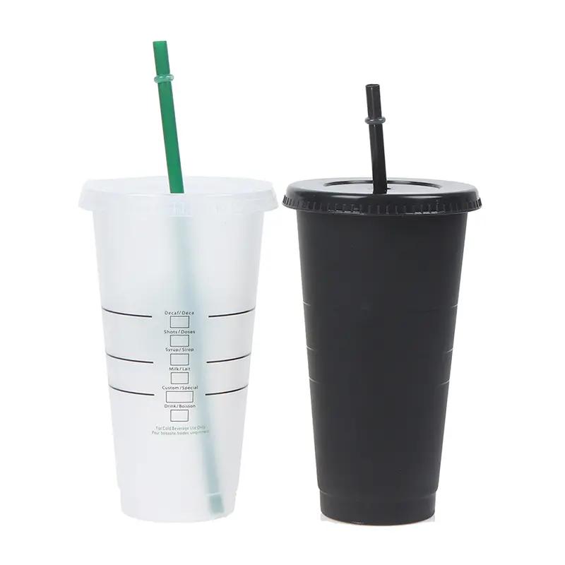 ly cây rơm thay đổi màu sắc cốc với cốc nhựa nắp chai cà phê mờ cốc