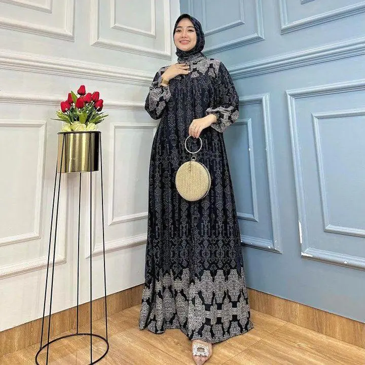 Gamis set Hijab ORIGINAL RAYON DIAMOND. Tebal adem motif BEST SELLER 0
