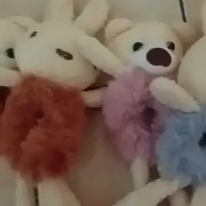 Scrunchie Bulu Ikat Rambut Boneka Bunny Scrunchie Bulu Korea Plush Bear Fluffy Cute Bear