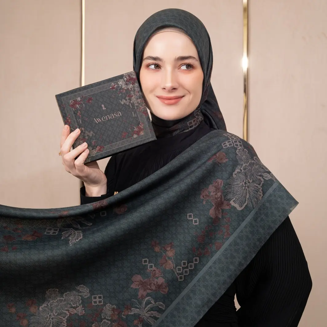 HEYLOCAL'S AWENASA SCARF TEALUXE - Hijab Segi Empat Printed Vinest Voal