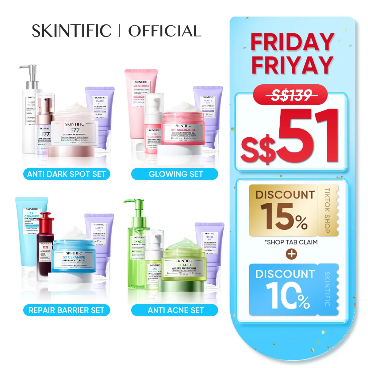 [SKINTIFIC OFFICIAL] SKINTIFIC 4PCS SKINCARE BUNDLE GIFT 377 Drak Spot/Niacinamide Brightening/5X Ceramide Bundle Set Niacinamide Brightening lightening dull skin fades dark spot even skin tone Skin Repair mother's day gift