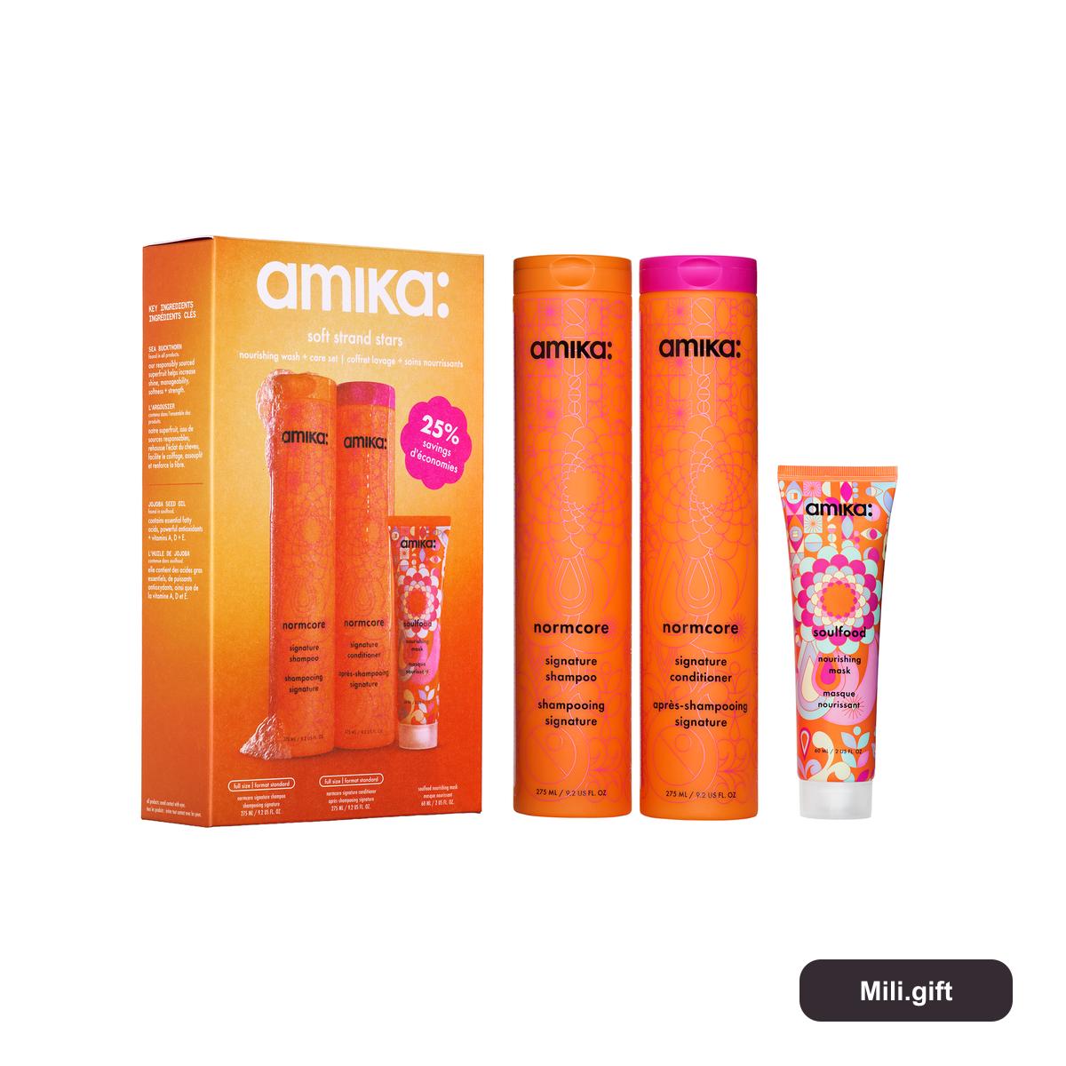 Bộ Amika Soft Strand Stars Nourishing Wash + Care 3 Món
