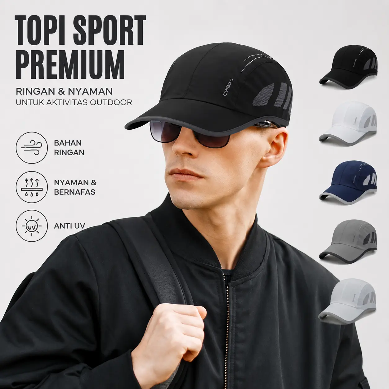 Yarra Topi Baseball Pria Polos Trucker Hat Jaring Nilon Fashion Sport Olahraga Trendy Kekinian