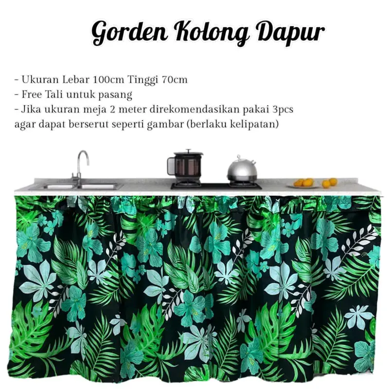 HEMAT 5 PCS KOLONG DAPUR PAKET HEMAT GORDEN KOLONG DAPUR UK 70X100 MURAH Katun Korden Curtain Elegant Dekorasi 4