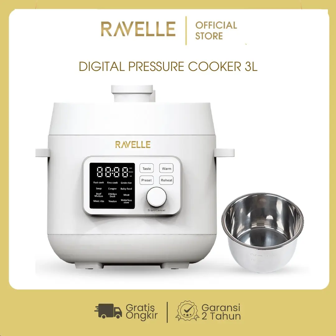 RAVELLE Digital Pressure Cooker 3L - Panci Presto Multifungsi