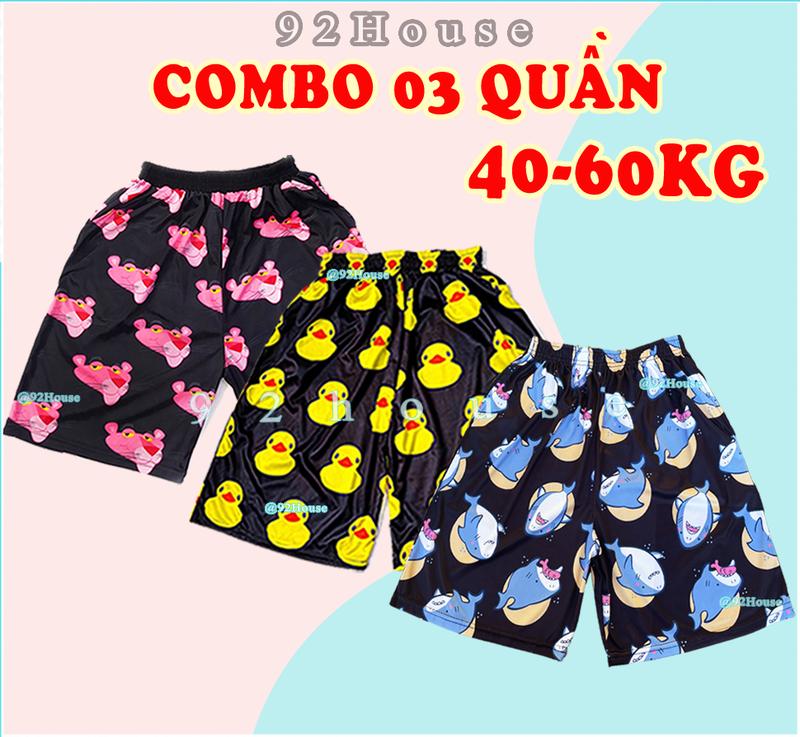 Combo 03 quần short lửng hoạt hình báo hồng vịt vàng quần đùi thun cartoon unisex nam nữ đồ nhóm đi biển