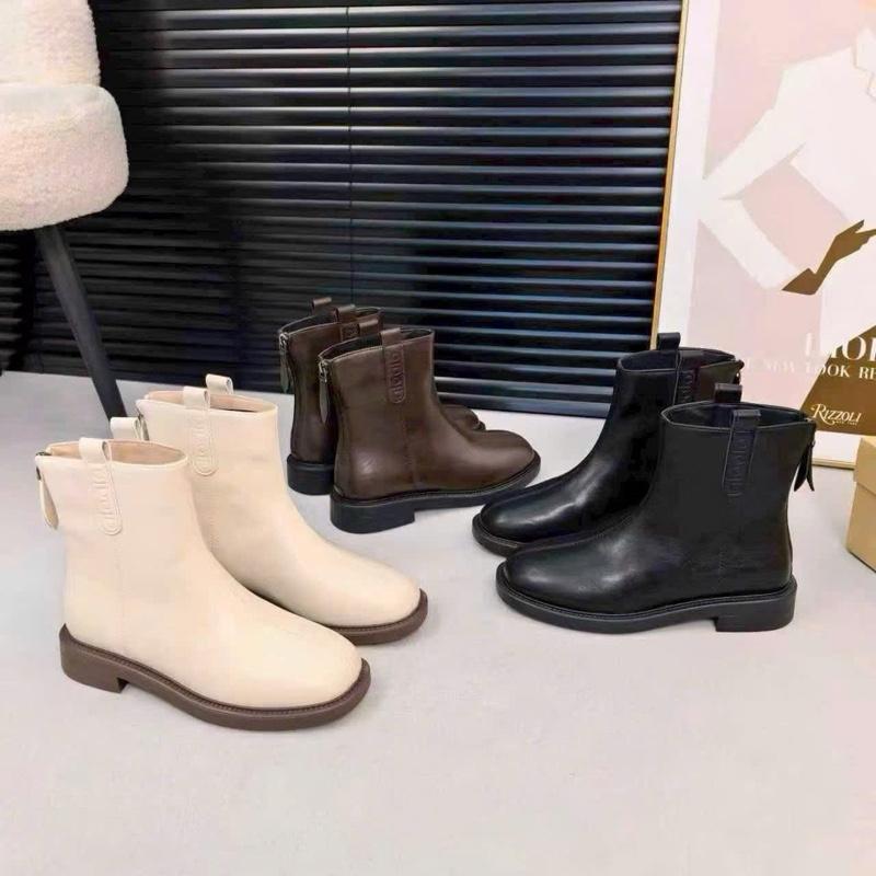 Form 1.5- mỏng vừa lùi sz Bốt Nữ bốt cổ thấp đế bệt da mềm sang chảnh hàng QCCC fullbox Samshoes A88-5