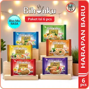 Bihunku Paket Isi 6 pcs Kari Laksa Bakso Ayam Bawang Asam Pedas Goreng Soto - Mie Instan Jagung Food