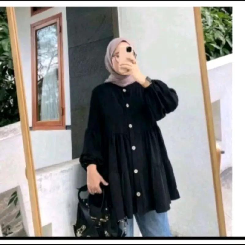 atasan kemeja crinkle syakila crinkle air flow // atasan crinkle wanita busui terlaris Airflow 0