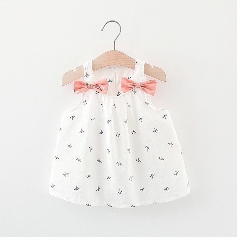 Product Introduction of Baby Dress Summer Cotton Flower Printed Bow Newborn Dress 13
