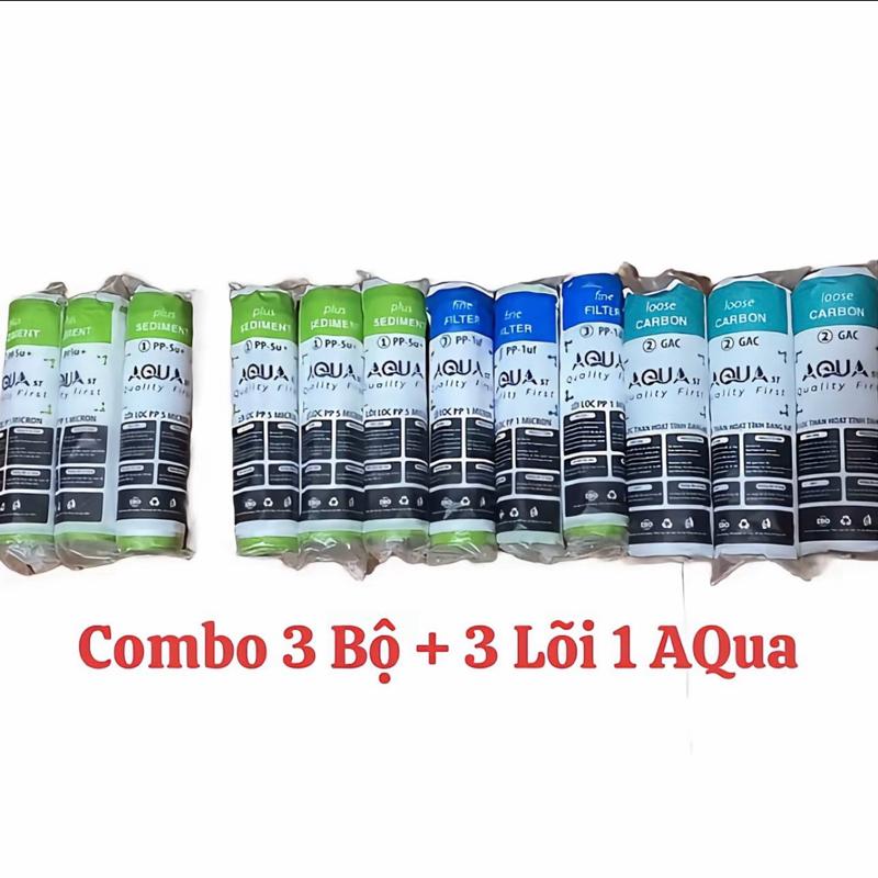 Lõi lọc nước aqua123 Bao gồm 6 lõi 1, 3 lõi 2, và 3 lõi 3