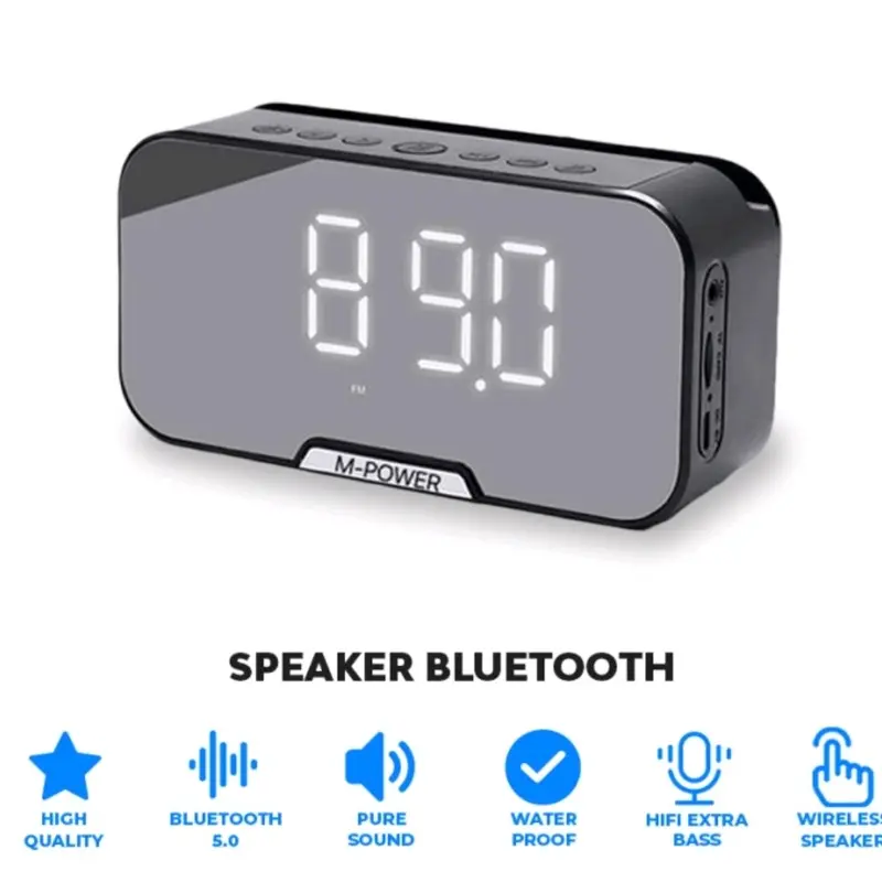 Speaker Mirror Alarm Led Display Musik Box Portable Bluetooth Wireless Bass Mini Stereo Blututh Spiker Music Mp3 Mp4 Player Elektronik 8