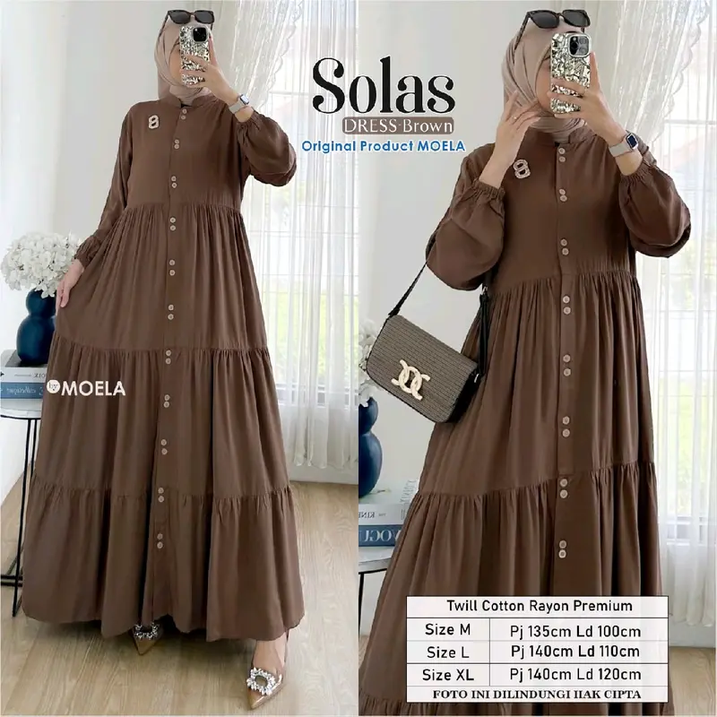 Solas dress ori by Moela// gamis// twill cotton/premium/mewah//best seller//busui kekinian 0