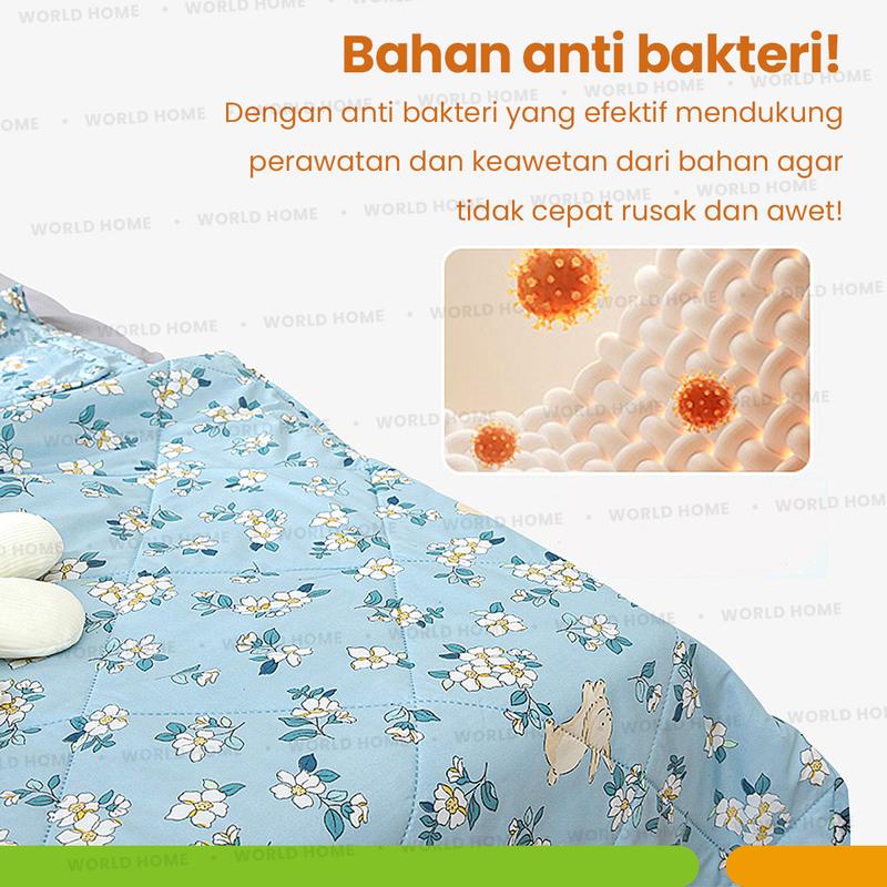 WORLDHOME - [ Bonus Talenan 1 SET ] Selimut Bedcover Dengan 3 Ukuran Motif Estetik Bahan Katun Microtex 4