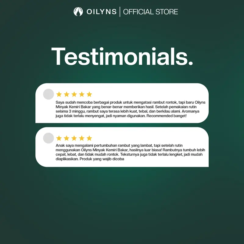 Oilyns - Minyak Kemiri Murni 100ml - Vitamin Rambut & Penumbuh Alis, Bulu Mata, Brewok, Menghitamkan, Melebatkan, Menebalkan, Memanjangkan, Haircare Herbal 6