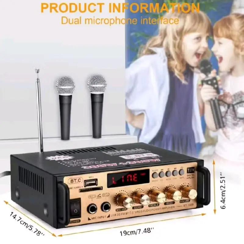 power amplifier wireless bluetooth bt 198 300w + 300w 2