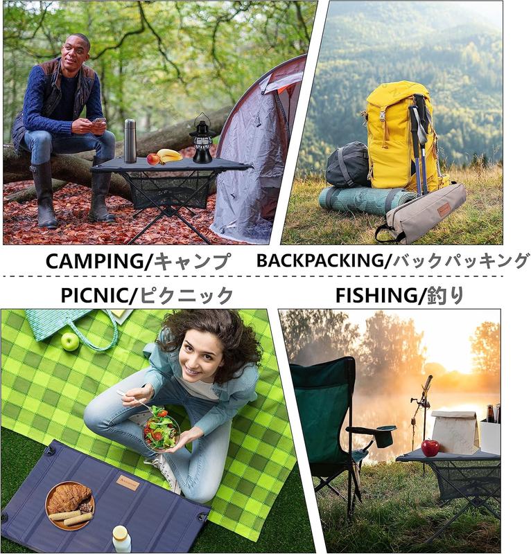 NACETURE Ultralight Backpacking Table - Collapsible Camping Table with Storage Mesh for Camping Gear Accessories, Hiking, Mountaineering, Outdoor Travel 6